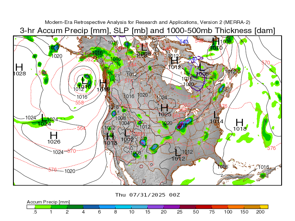 GMAO Latest MERRA-2 Weather Map